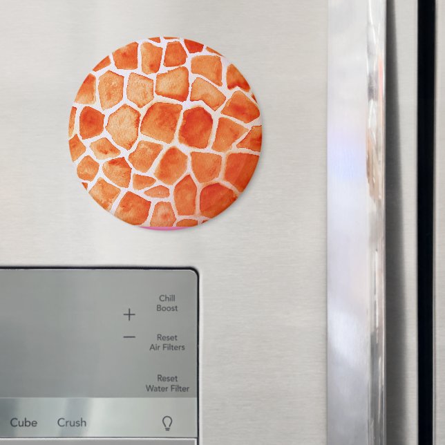 Orange Watercolor Giraffe Print  Magnet (In Situ (Fridge))