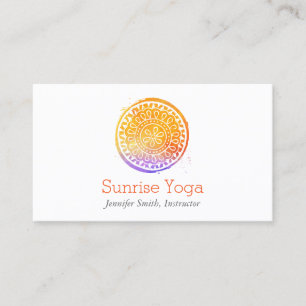 Orange Watercolor Mandala Yoga and Wellness Business Card