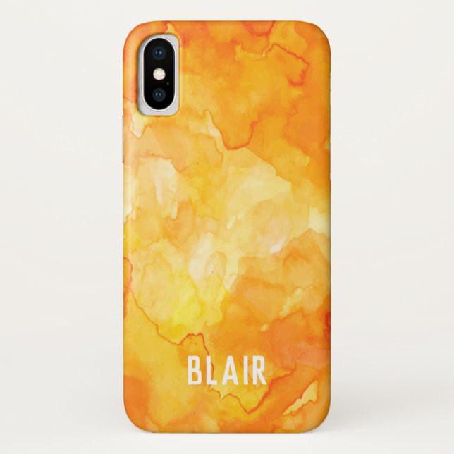 Orange Watercolor Mashup Apple iPhone X Coque (Dos)