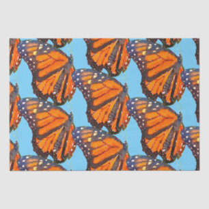 Orange Watercolor Monarch Butterflies in Blue Sky Tissue Paper