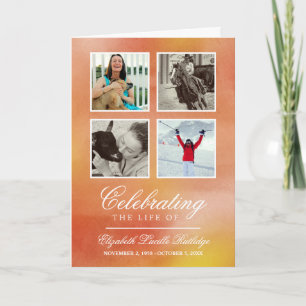 Orange Watercolor - Photo Funeral Program