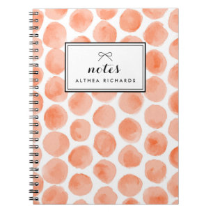 Orange Watercolor Polka Dots Pattern Personalized Notebook