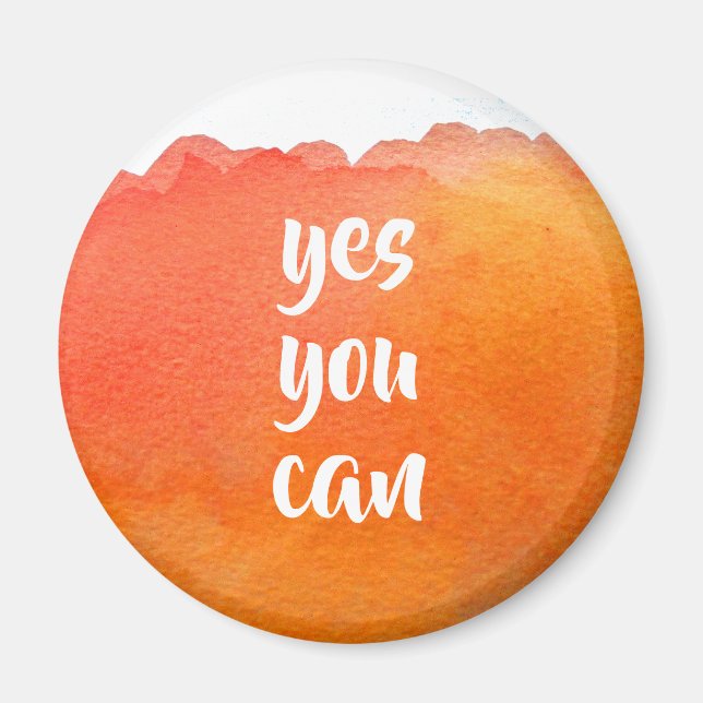 Orange watercolor positive yes you can message magnet (Front)