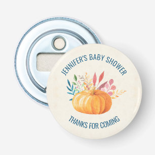 Orange Watercolor Pumpkin Fall Season Baby Shower Bottle Opener