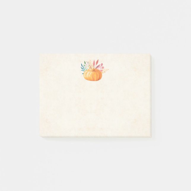 Orange Watercolor Pumpkin Fall Season Post-it Notes (Front)