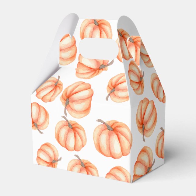 Orange Watercolor Pumpkin Pattern  Favor Box (Front Side)