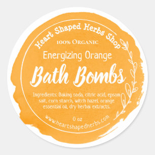 Orange Watercolor Stain Citrus Bath Bomb Classic Round Sticker