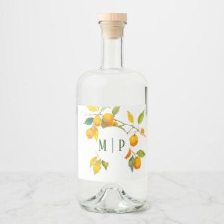 Orange watercolor theme Bright colors Liquor Bottle Label