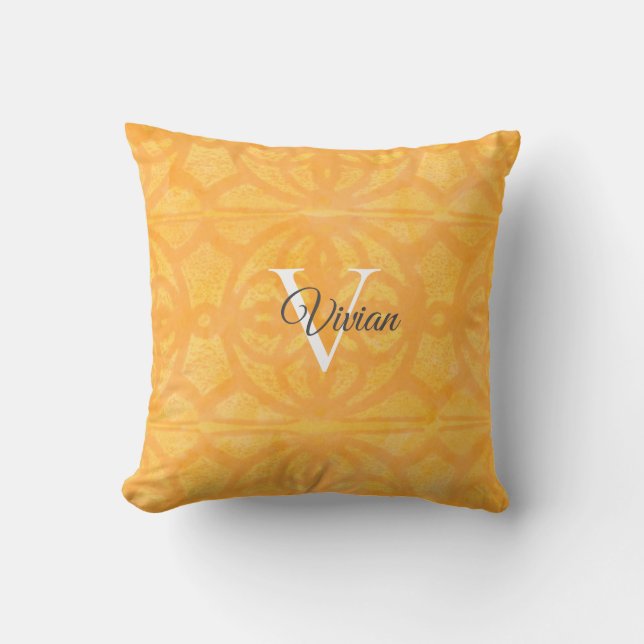 Orange Watercolor Throw Pillow (Front)