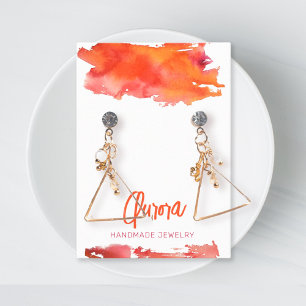 Orange Watercolor Wash Hand Painted Modern Jewelle Business Card