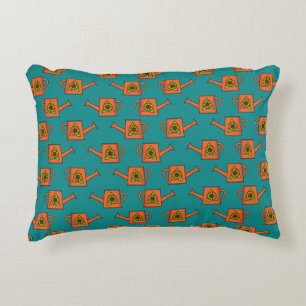 Orange Watering Can with Sunflower Accent Pillow