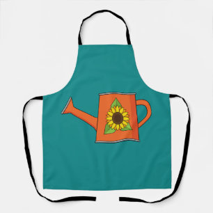 Orange Watering Can with Sunflower Apron