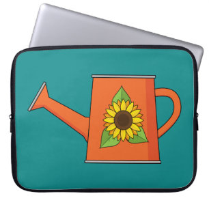 Orange Watering Can with Sunflower Laptop Sleeve