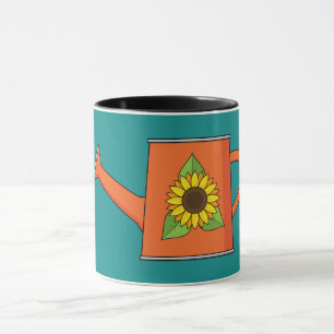 Orange Watering Can with Sunflower Mug