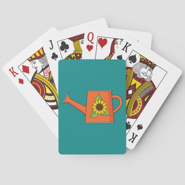 Orange Watering Can with Sunflower Playing Cards (Back)