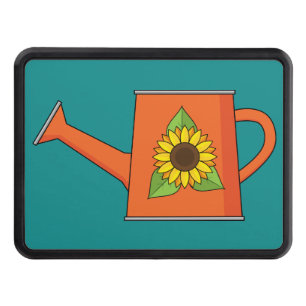 Orange Watering Can with Sunflower Trailer Hitch Cover