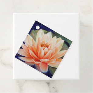 Orange Waterlily Flower Favour Tags