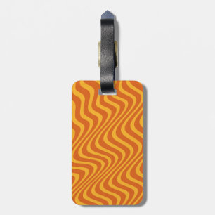 orange waves luggage tag