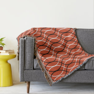 Orange Waves Throw Blanket