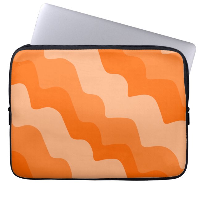 Orange wavy ocean waves gradient  laptop sleeve (Front)