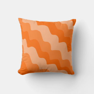 Orange wavy ocean waves gradient throw pillow