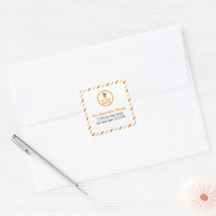 Orange We Have Moved Striped Moving  Square Sticker