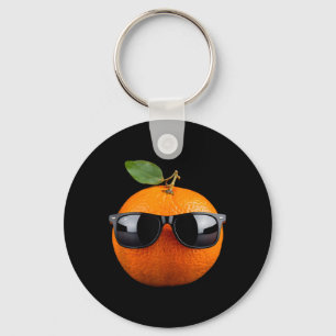 Orange Wearing Sunglasses Keychain