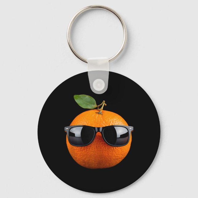 Orange Wearing Sunglasses Keychain (Front)