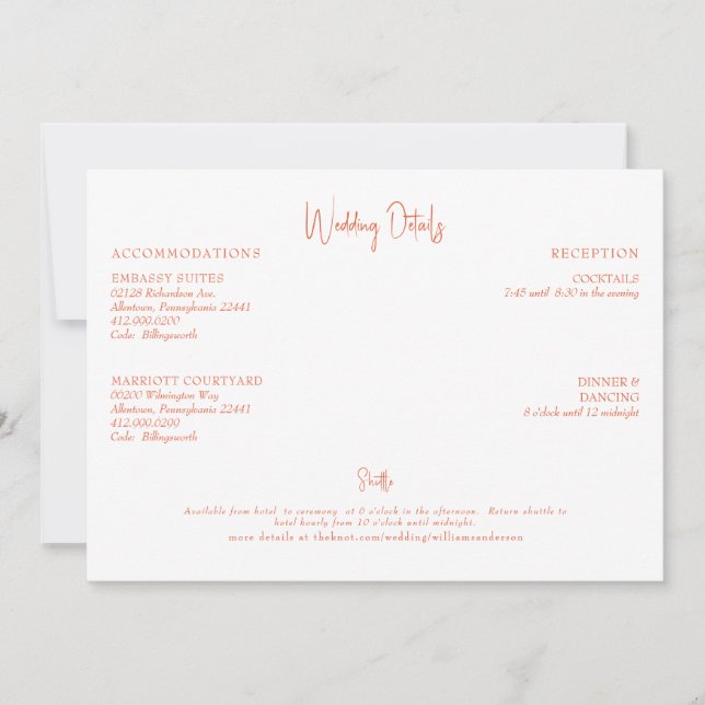 Orange Wedding Details Invitation (Front)