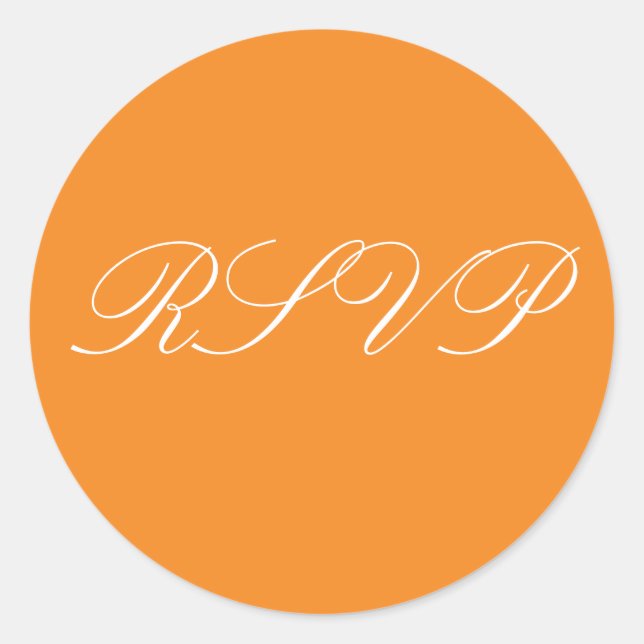 Orange Wedding RSVP Stickers (Front)