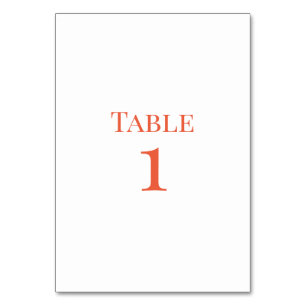 Orange Wedding Table Number