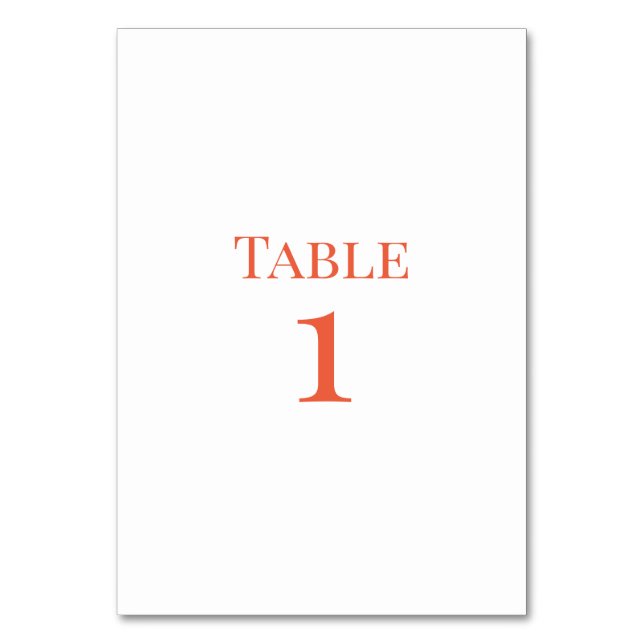 Orange Wedding Table Number (Front)
