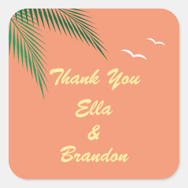 Orange  Wedding Thank You Sticker (Front)