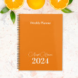 Orange Weekly Monthly Business Planner<br><div class="desc">Introducing our Minimalist Personalized Planner – a sleek and stylish way to stay organized with a touch of personalization and a business professional look! This elegantly designed planner features a clean and simple layout, allowing you to focus on what matters most. Customize your planner with your name, the current year,...</div>