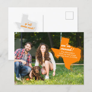 Orange We've Moved - Dotted Texas Moving Postcard