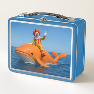 Orange Whale Clown Metal Lunch Box