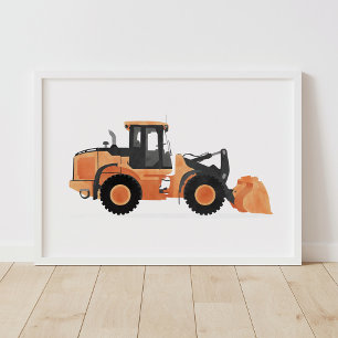 Orange Wheel Loader Construction Vehicle Decor