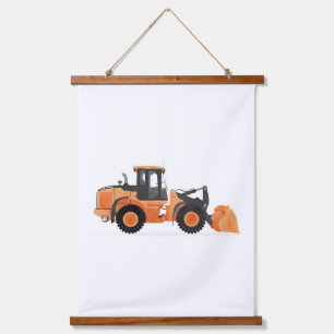 Orange Wheel Loader Construction Vehicle Decor Hanging Tapestry