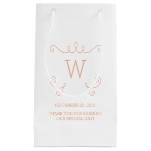Orange Whimsical Flourish Monogram Gift Bag