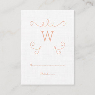 Orange Whimsical Flourish Monogram Place Card