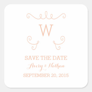 Orange Whimsical Flourish Save Date Stickers
