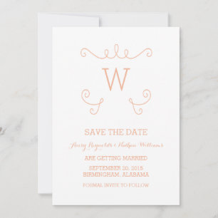 Orange Whimsical Flourish Save the Date Invite