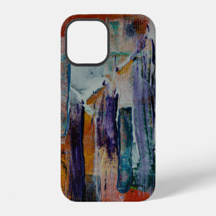 Orange white and black abstract painting iPhone 12 case