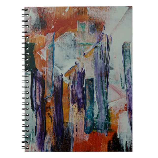 Orange white and black abstract painting notebook (Front)
