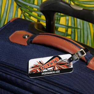Orange, White and Black Cheerleader Megaphone Luggage Tag