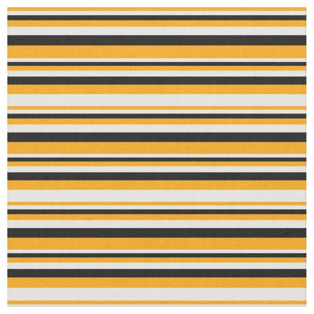 Orange, White, and Black Coloured Striped Pattern Fabric (Close Up)
