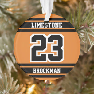 Orange, White and Black Jersey Sport Number Ornament