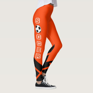 Orange, White and Black Soccer Player Leggings