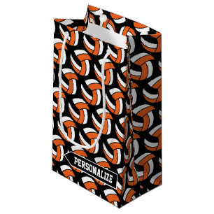 Orange, White and Black Volleyball - Personalize Small Gift Bag