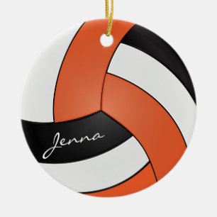 Orange, White and Blue Volleyball DIY Name Ceramic Ornament